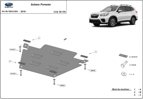 Plieninė pavarų dėžės apsauga Subaru Forester 5 (2018-2026) Plieninė pavarų dėžės apsauga Subaru Forester 5 (2018-2026)