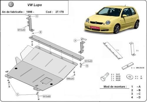 Plieninė variklio apsauga VW Lupo (1999-2005) Plieninė variklio apsauga VW Lupo (1999-2005)