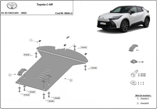 Aliumininė katalizatoriaus apsauga Toyota C-HR (2023-2026)