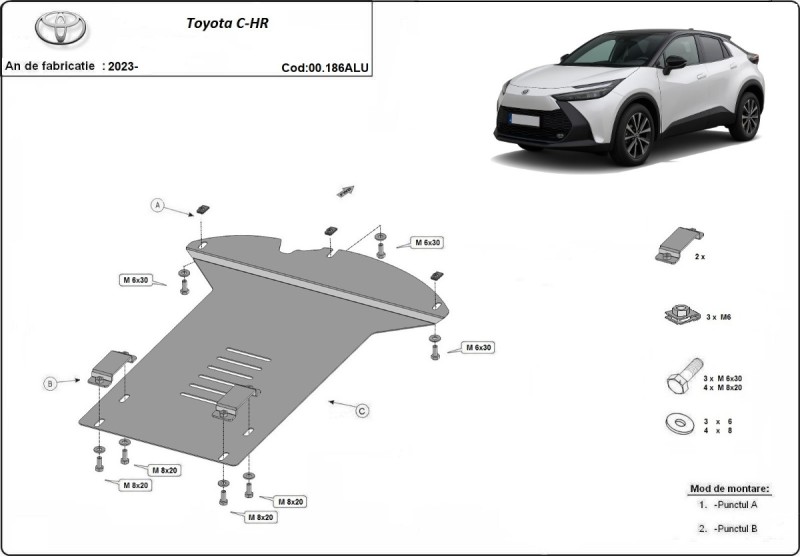 Aliumininė katalizatoriaus apsauga Toyota C-HR (2023-2026)