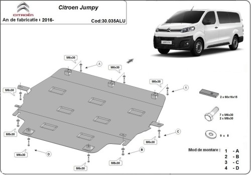 Aliumininė variklio apsauga Citroen Jumpy (2016-2026)