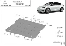 Plieninė priekinio elektros variklio apsauga Tesla Model Y AWD (2020-2023)