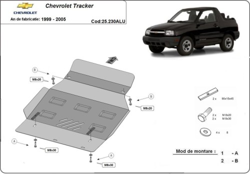 Aliumininė variklio apsauga Chevrolet Tracker (1999-2005)