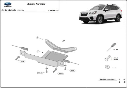 Plieninė diferencialo apsauga Subaru Forester (2018-2026) Plieninė diferencialo apsauga Subaru Forester (2018-2026)