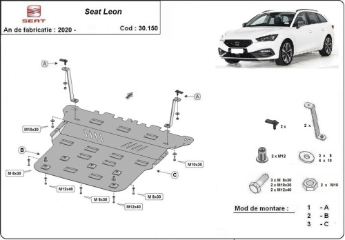 Plieninė variklio apsauga Seat Leon (2020-2026) Plieninė variklio apsauga Seat Leon (2020-2026)