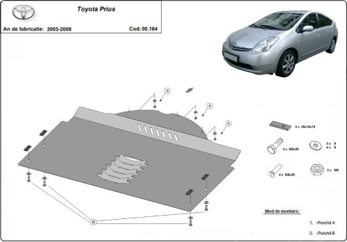 Plieninė katalizatoriaus apsauga Toyota Prius (2003-2009)