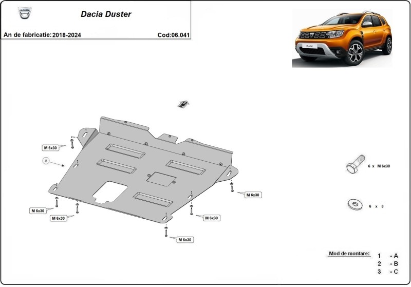 Aliumininė variklio apsauga Dacia Duster (2018-2024)