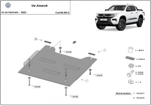 Plieninė reduktoriaus apsauga Volkswagen Amarok (2022-2026) Plieninė reduktoriaus apsauga Volkswagen Amarok (2022-2026)