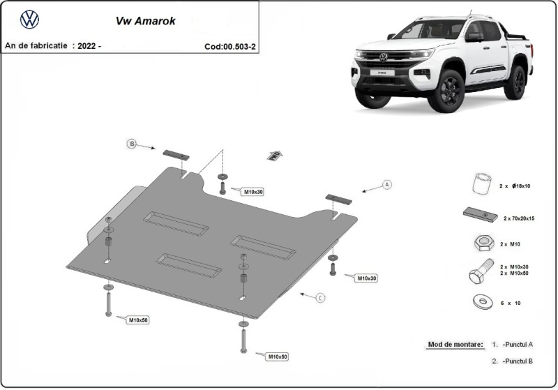 Plieninė reduktoriaus apsauga Volkswagen Amarok (2022-2026)
