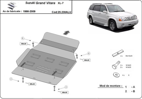 Aliumininė variklio apsauga Suzuki Grand Vitara XL7 (1998-2009)
