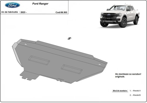 Plieninė radiatoriaus apsauga Ford Ranger (2023-2026) Plieninė radiatoriaus apsauga Ford Ranger (2023-2026)