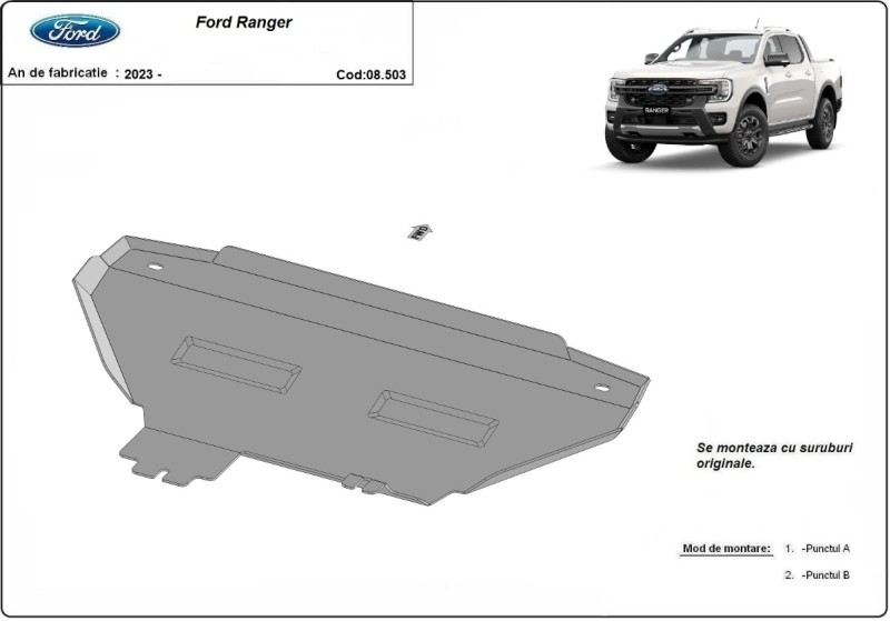 Plieninė radiatoriaus apsauga Ford Ranger (2023-2026)