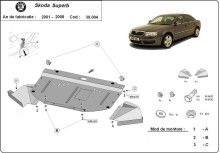 Plieninė variklio apsauga Skoda Superb - 1,8 1,9 2,0 TDI (2001-2008)