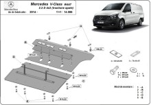 Plieninė variklio apsauga Mercedes V-Class W447 2.2 D, 4x2 (2014-2026)