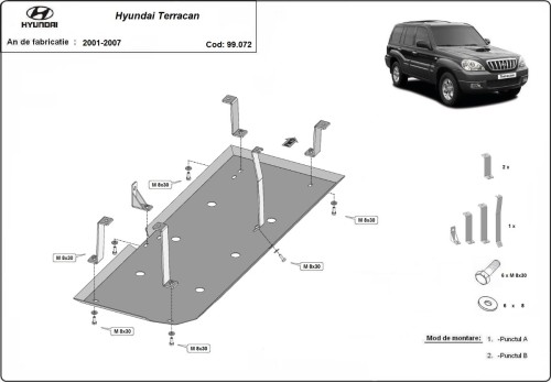 Plieninė kuro bako apsauga Hyundai Terracan (2001-2007)