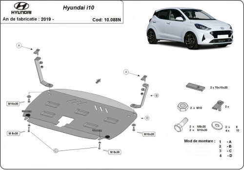 Plieninė variklio apsauga Hyundai i10 (2019-2026)
