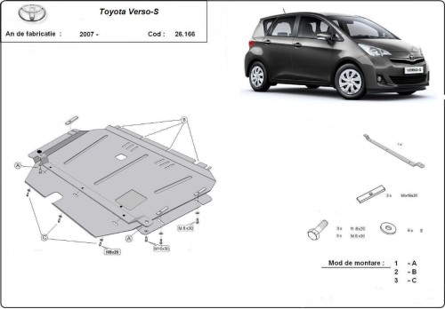 Plieninė variklio apsauga Toyota Verso (2007-2018)