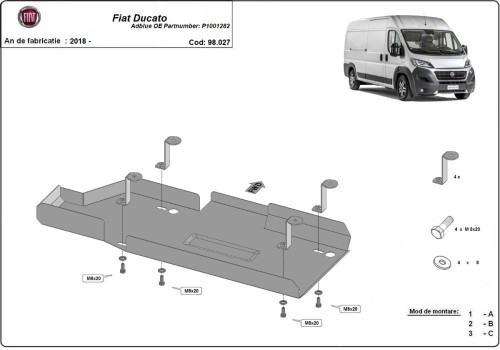 Plieninė AdBlue bako apsauga Fiat Ducato (2018-2026) Plieninė AdBlue bako apsauga Fiat Ducato (2018-2026)