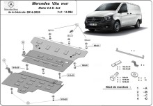 Plieninė variklio apsauga Mercedes Vito W447, 2.2 D, 4x4 (2014-2020)