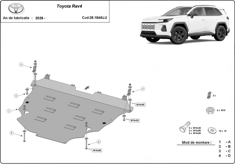 Aliumininė variklio apsauga Toyota RAV4 (2026-2026)